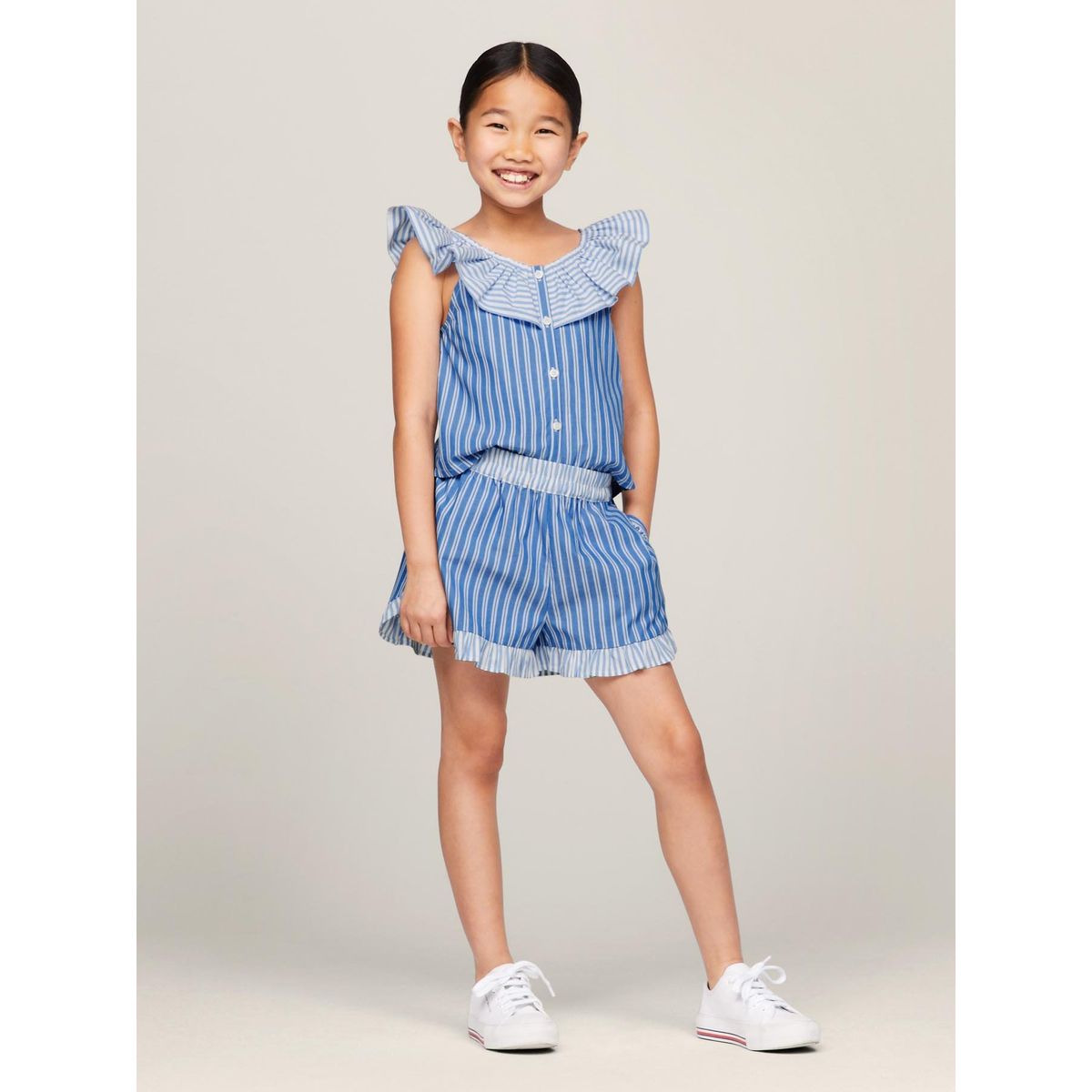 TOMMY HILFIGER - Short Amplios A Rayas Con Vuelos Celeste Tommy Hilfiger