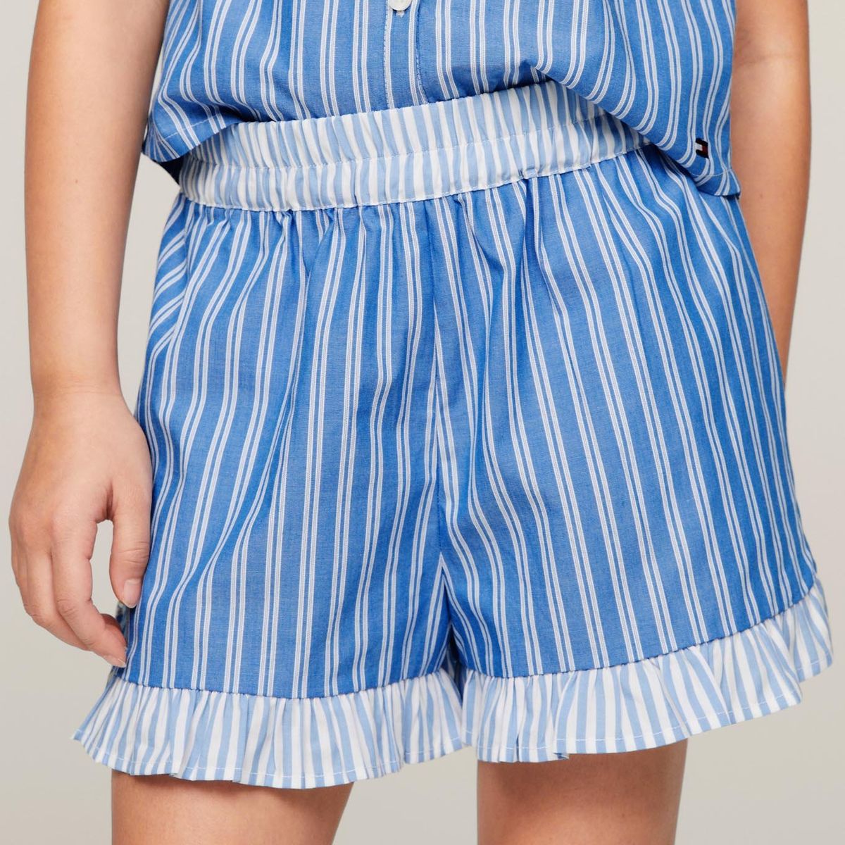 TOMMY HILFIGER - Short Amplios A Rayas Con Vuelos Celeste Tommy Hilfiger