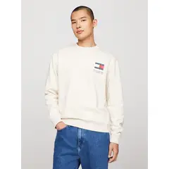 TOMMY HILFIGER - Polerón Essential Con Logo Beige Tommy Jeans