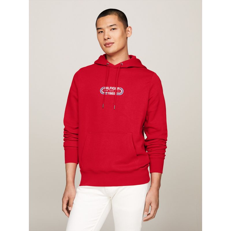 TOMMY HILFIGER - Polerón Hoodie Logo Sport Gráfico Rojo Tommy Hilfiger