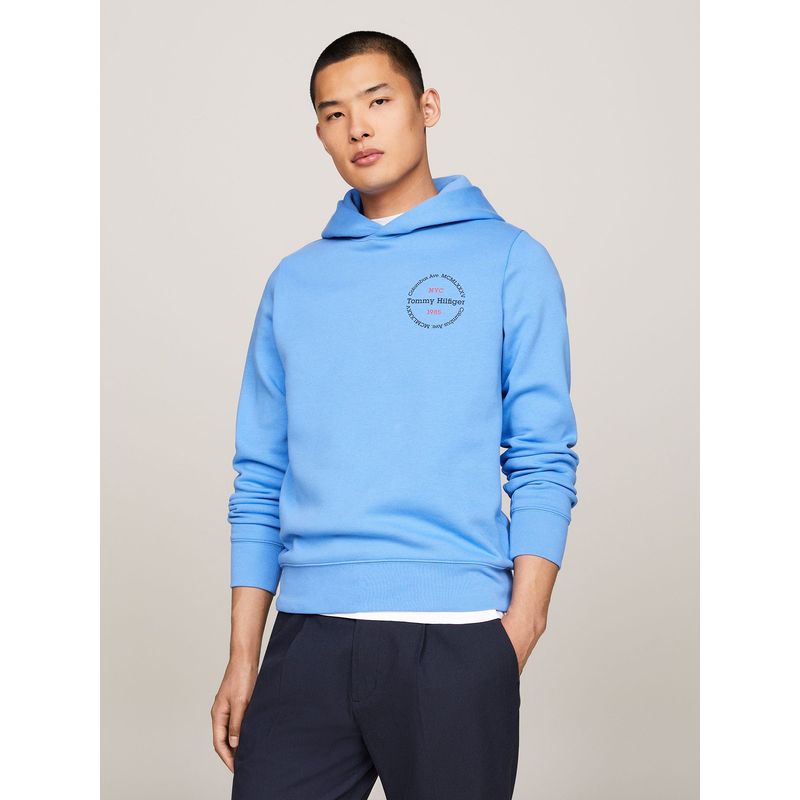 TOMMY HILFIGER - Polerón Hoodie Con Logo Chest Celeste Tommy Hilfiger