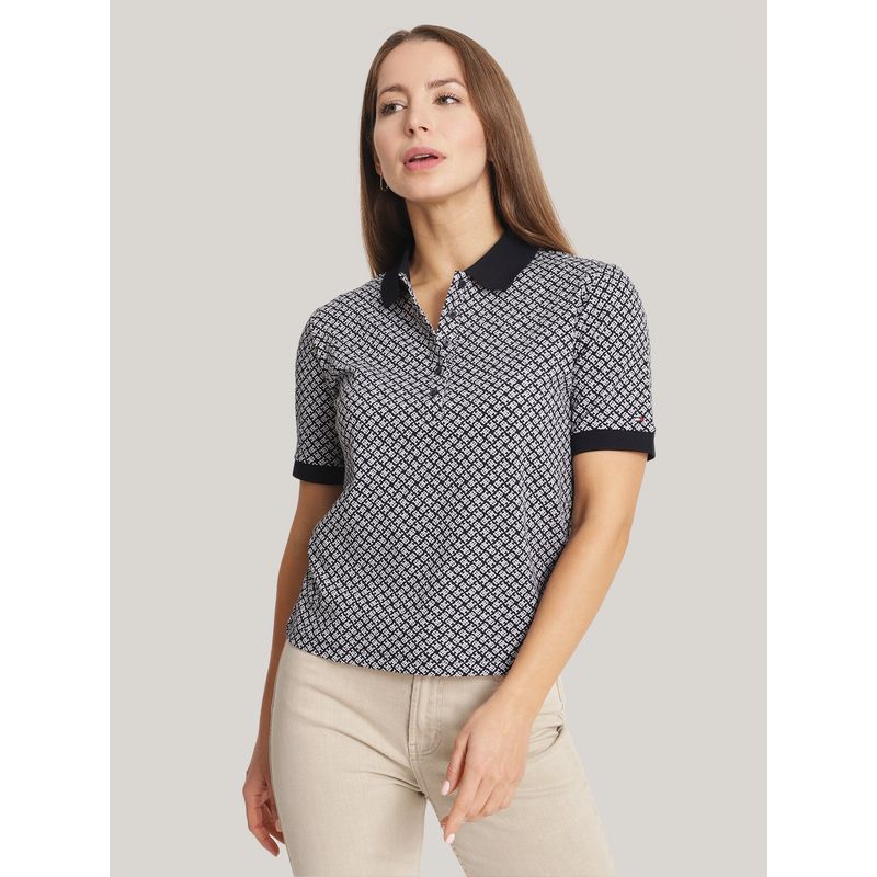 TOMMY HILFIGER - Polo Diseño Monogram Regular Fit Azul Tommy Hilfiger