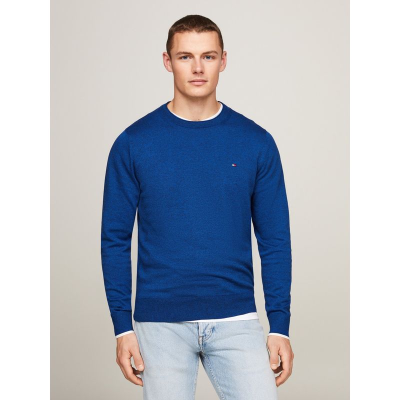 TOMMY HILFIGER - Sweater De Punto Mouliné C-Neck Azul Tommy Hilfiger