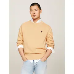 TOMMY HILFIGER - Sweater Relaxed Logo Monogram Beige