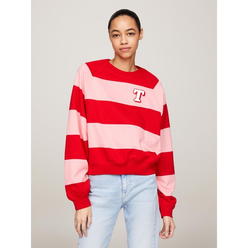 TOMMY HILFIGER - Polerón Relaxed Letterman Con Rayas Multicolor Tommy Jeans
