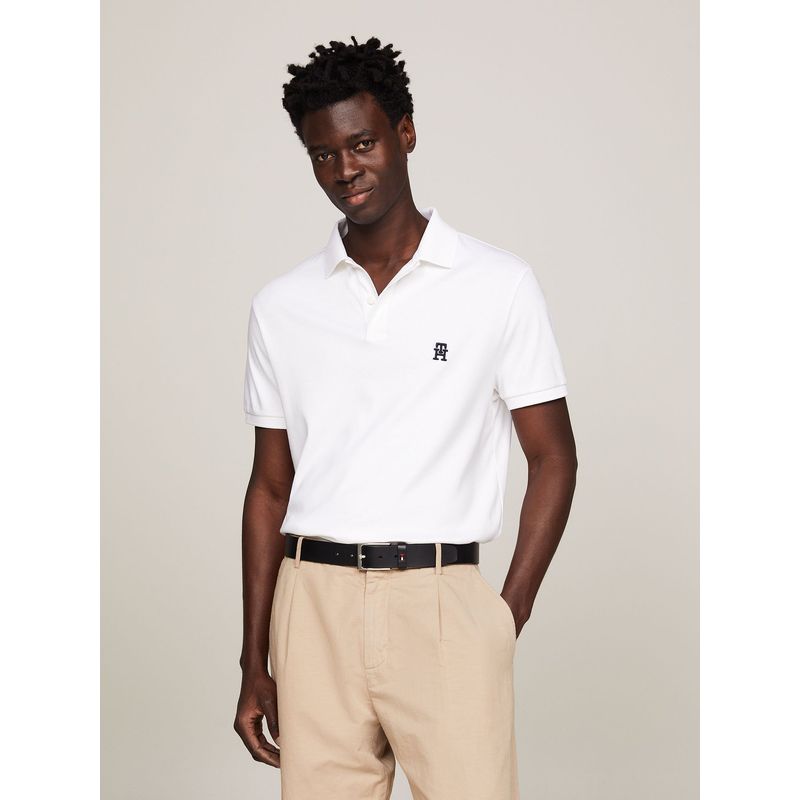 TOMMY HILFIGER - Polo Interlock Monogram Blanco Tommy Hilfiger
