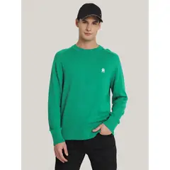 TOMMY HILFIGER - Sweater Relaxed Logo Monogram Verde