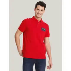 TOMMY HILFIGER - Polo Solid Label Con Logo Rojo
