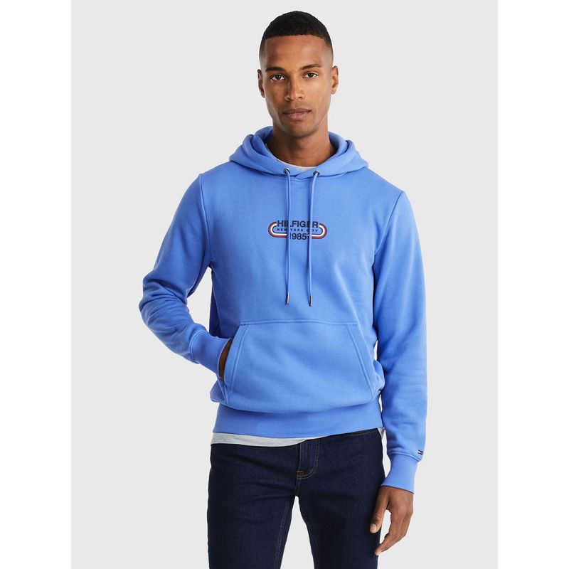 TOMMY HILFIGER - Polerón Hoodie Logo Sport Gráfico Celeste Tommy Hilfiger.