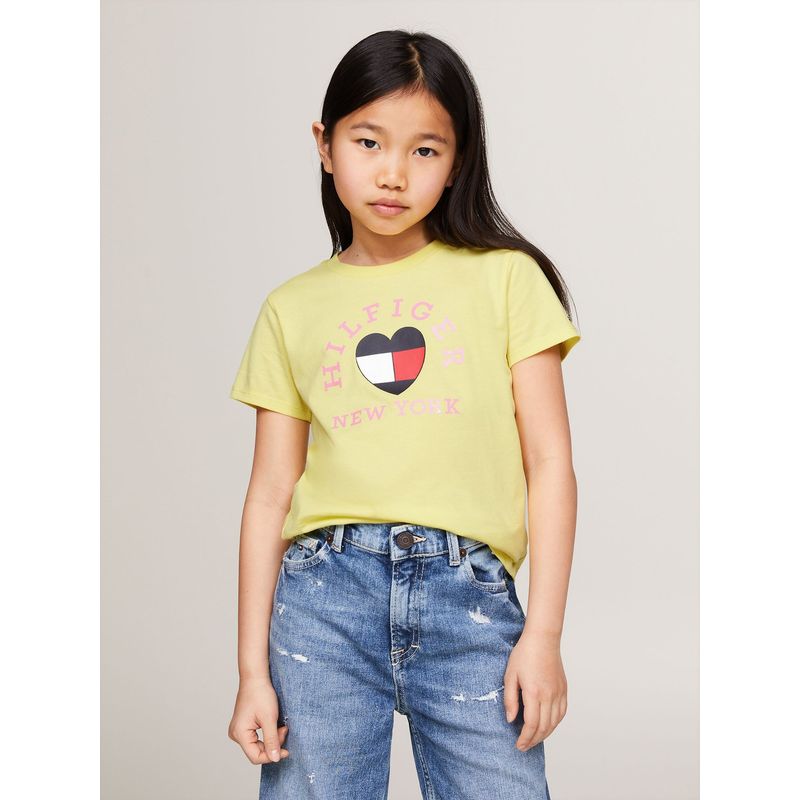 TOMMY HILFIGER - Polera Con Logo De Corazon Vinyl Amarillo Tommy Hilfiger