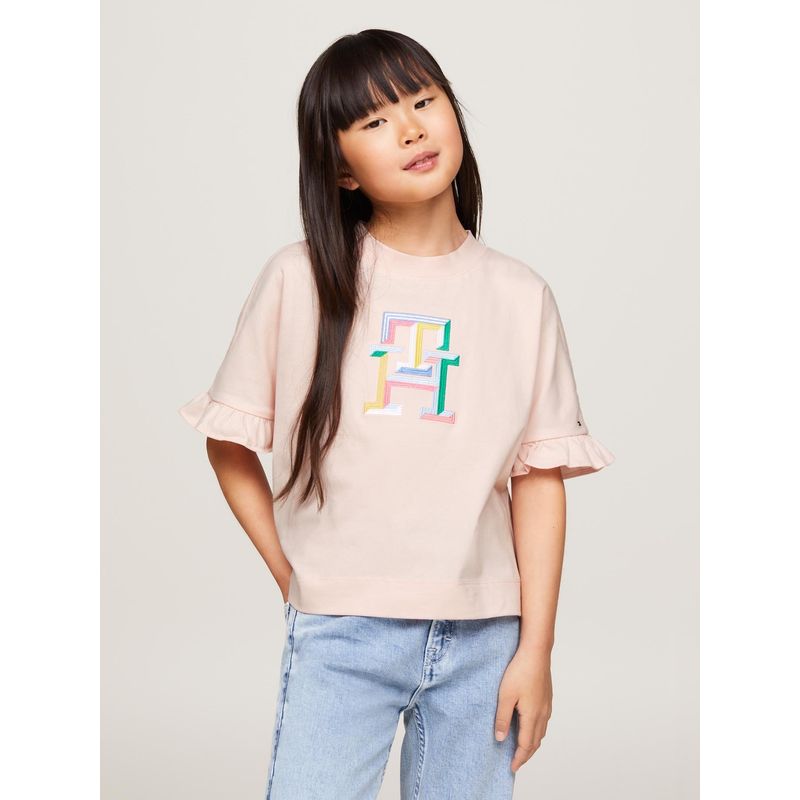 TOMMY HILFIGER - Polera Con Manga Con Volantes Rosado Tommy Hilfiger