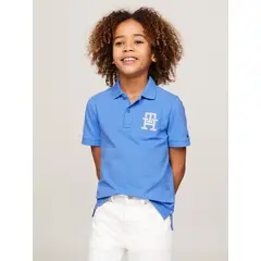 TOMMY HILFIGER - Polo Logo Monogram Bordado Celeste