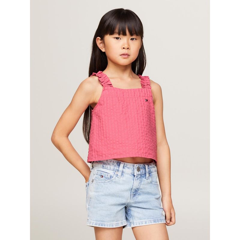 TOMMY HILFIGER - Blusa Con Tirantes A Cuadros Vichy Rosado Tommy Hilfiger