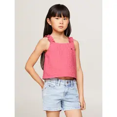 TOMMY HILFIGER - Blusa Con Tirantes A Cuadros Vichy Rosado