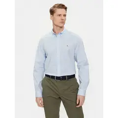 TOMMY HILFIGER - Camisa Flex Solid De Corte Regular Celeste