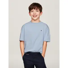 TOMMY HILFIGER - Polera Essential Con Logo Celeste