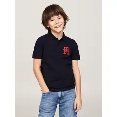 TOMMY HILFIGER - Polo Logo Monogram Bordado Azul