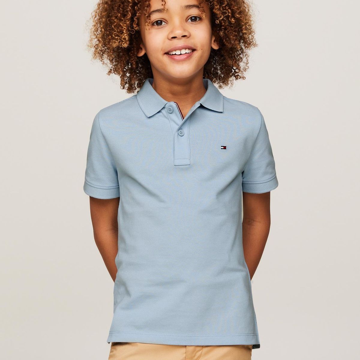 TOMMY HILFIGER - Polo Logo Flag Essential Celeste Tommy Hilfiger