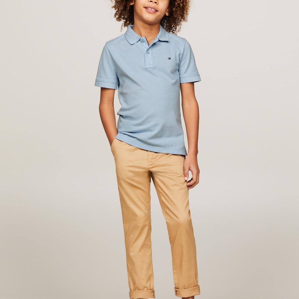 TOMMY HILFIGER - Polo Logo Flag Essential Celeste Tommy Hilfiger