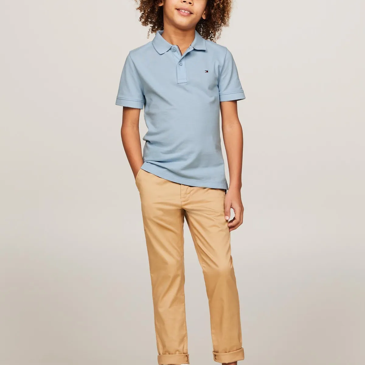 TOMMY HILFIGER - Polo Logo Flag Essential Celeste Tommy Hilfiger