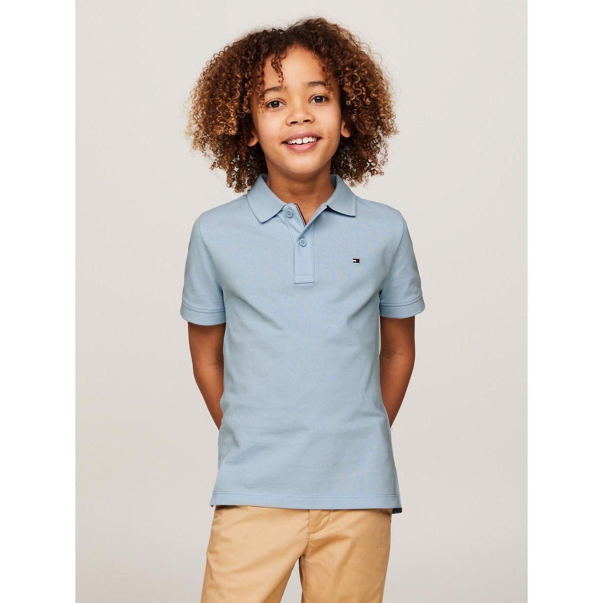 TOMMY HILFIGER - Polo Logo Flag Essential Celeste Tommy Hilfiger