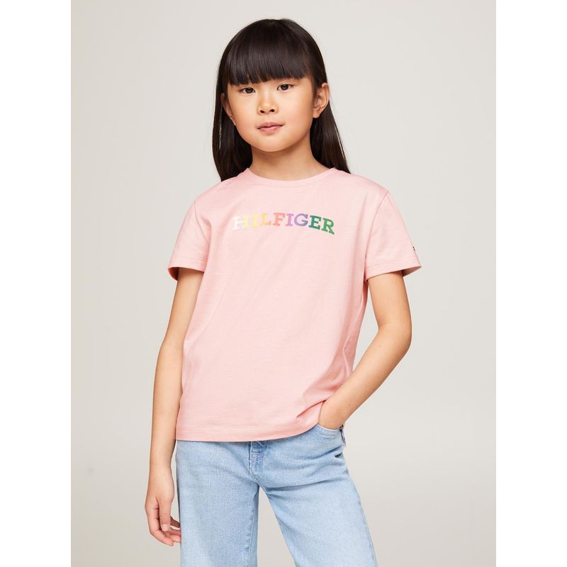 TOMMY HILFIGER - Polera Con Logo Monotype Rosado Tommy Hilfiger