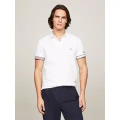 TOMMY HILFIGER - Polo Flag Con Ribetes Slim Fit Blanco