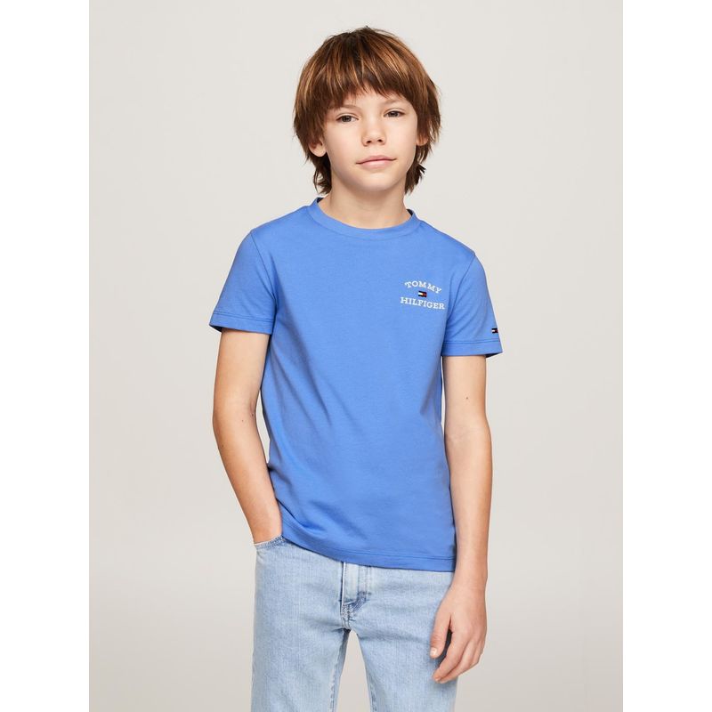 TOMMY HILFIGER - Polera C-Neck Con Logo Celeste Tommy Hilfiger