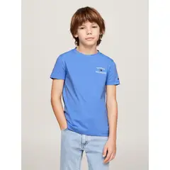 TOMMY HILFIGER - Polera C-Neck Con Logo Celeste
