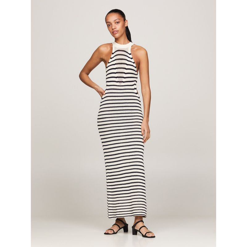 TOMMY HILFIGER - Vestido De Punto Croché Con Rayas Multicolor Tommy Hilfiger