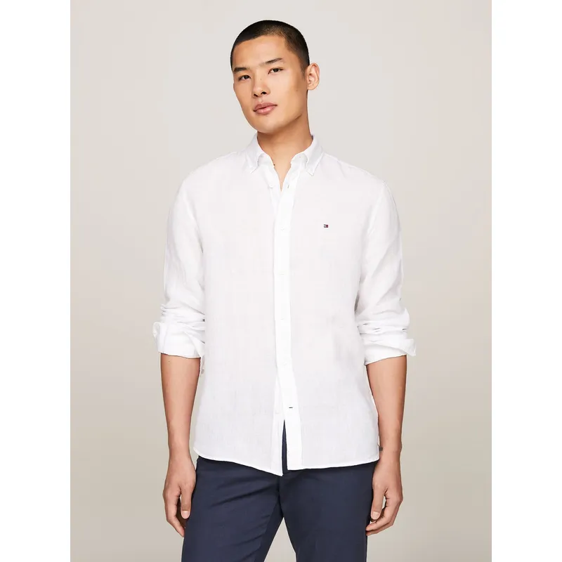 TOMMY HILFIGER - Camisa De Lino Pigmentada Blanco Tommy Hilfiger