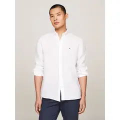 TOMMY HILFIGER - Camisa De Lino Pigmentada Blanco