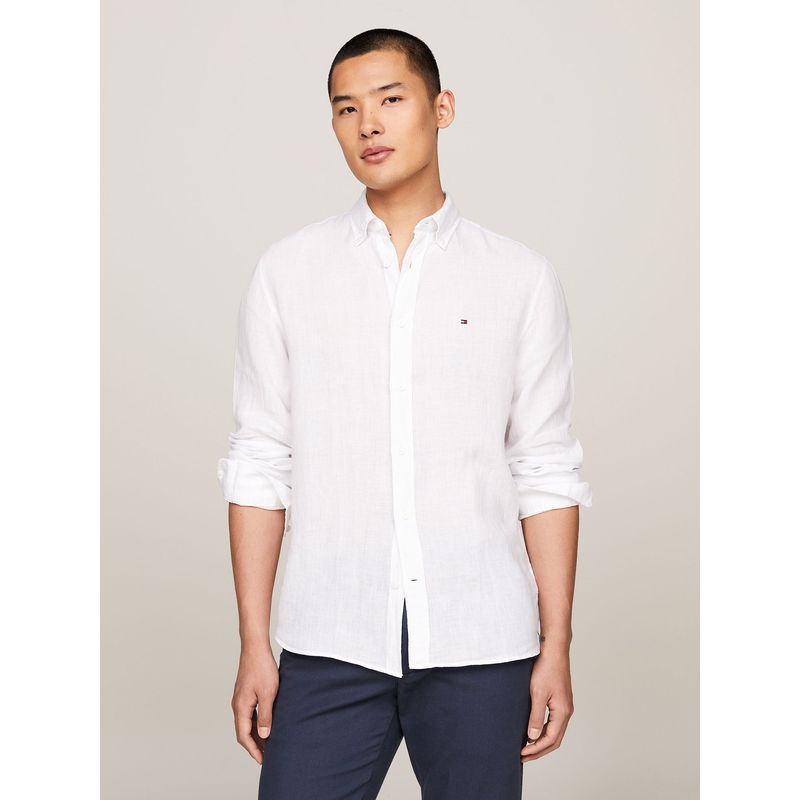 TOMMY HILFIGER - Camisa De Lino Pigmentada Blanco Tommy Hilfiger