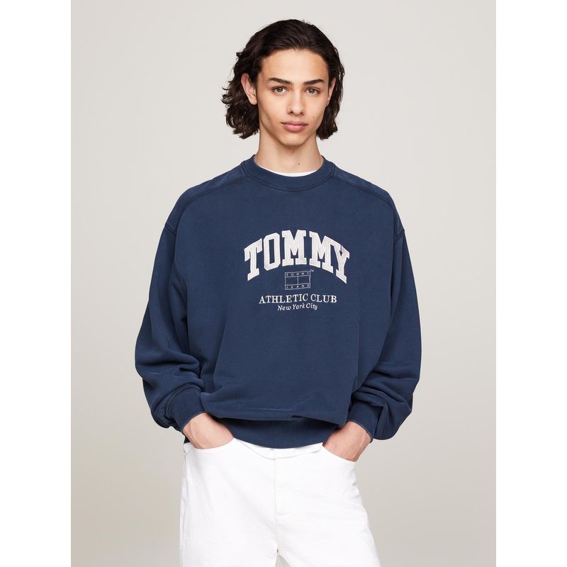 TOMMY HILFIGER - Polerón Relaxed Estilo Varsity Azul Tommy Jeans