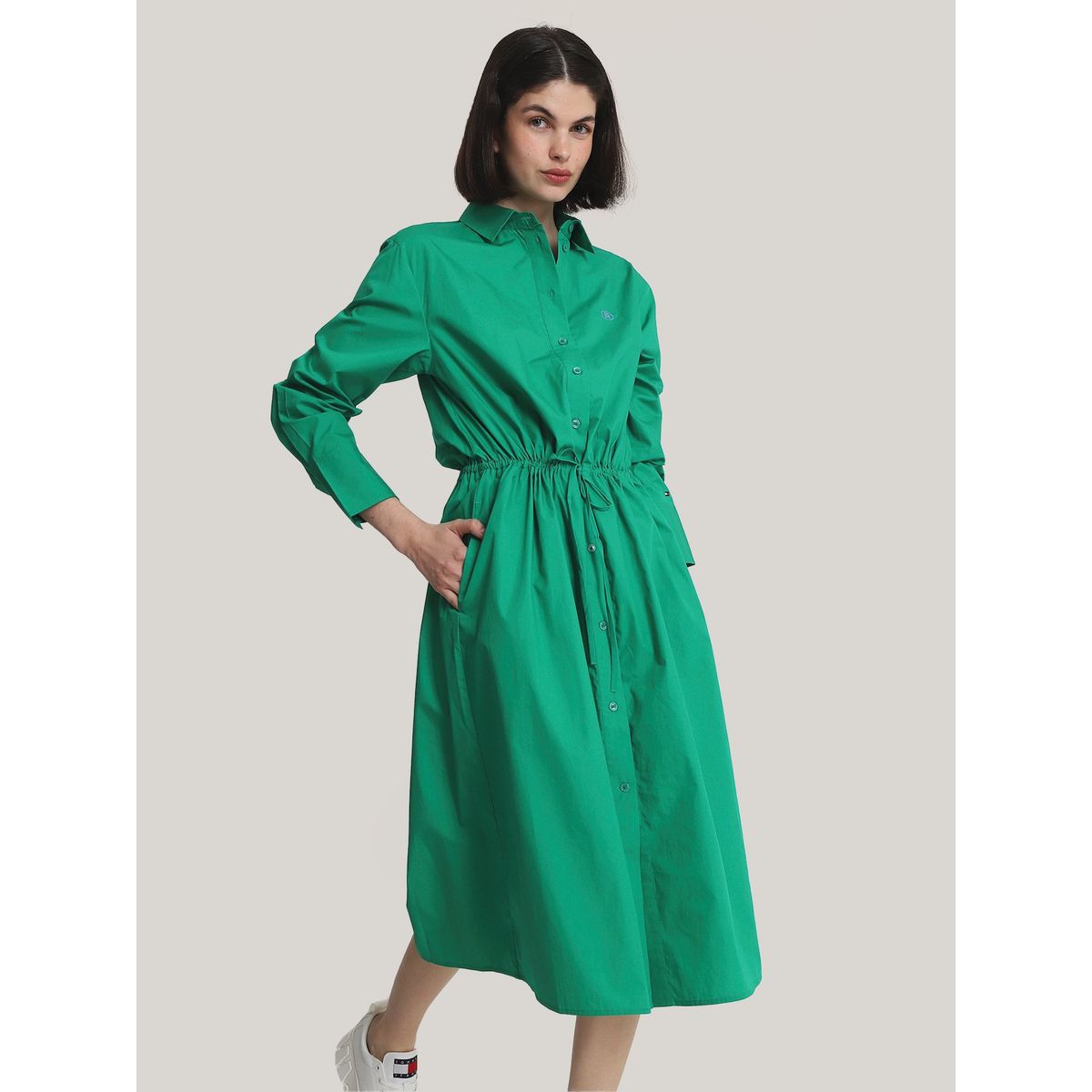 TOMMY HILFIGER - Vestido Camisero Monogram Verde Tommy Hilfiger
