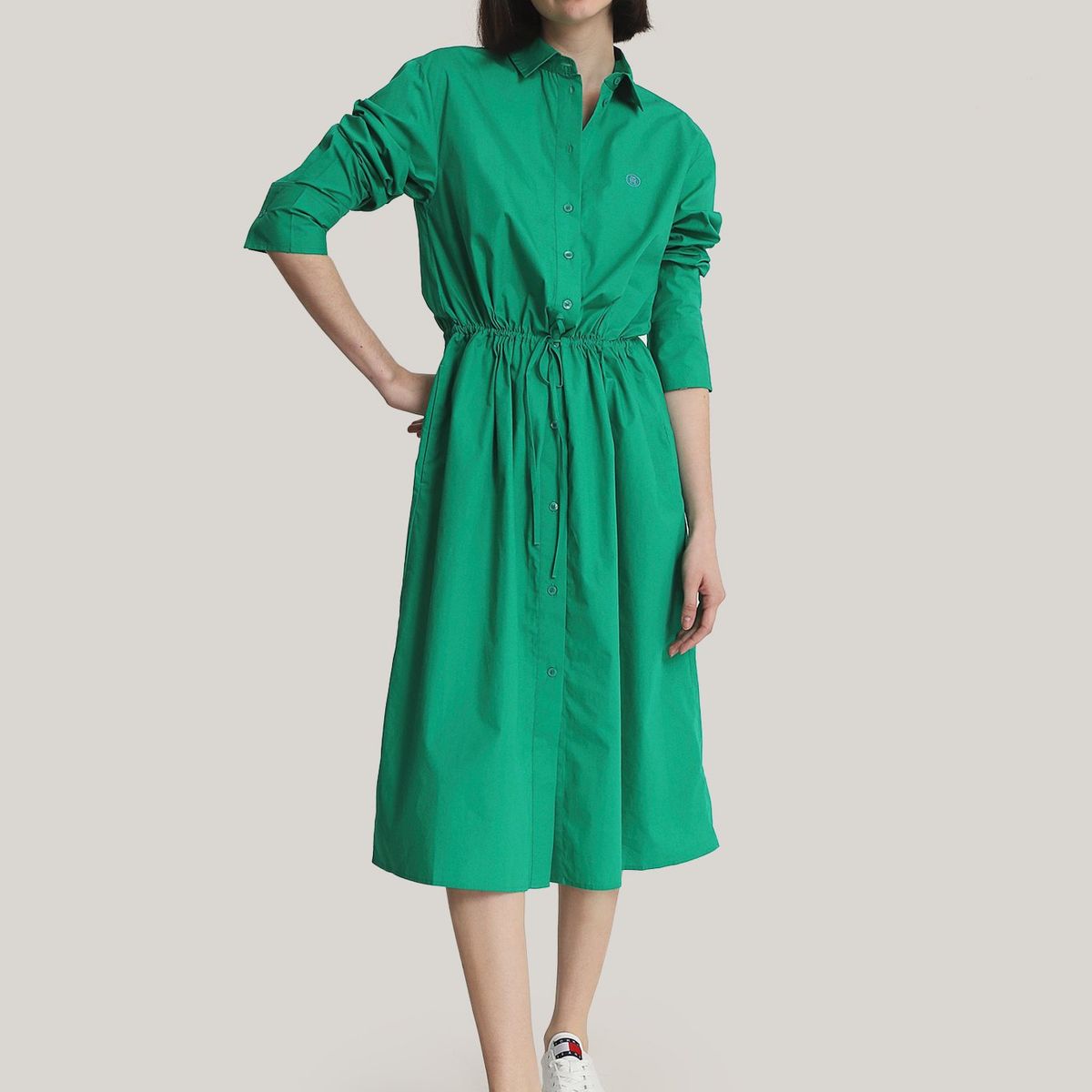 TOMMY HILFIGER - Vestido Camisero Monogram Verde Tommy Hilfiger