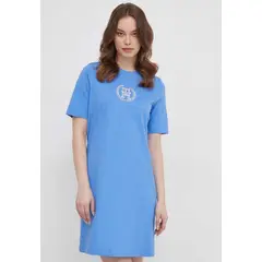 TOMMY HILFIGER - Vestido Con Logo Redondo Celeste