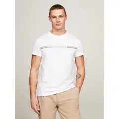 TOMMY HILFIGER - Polera Logo Stripe Slim Fit Blanco