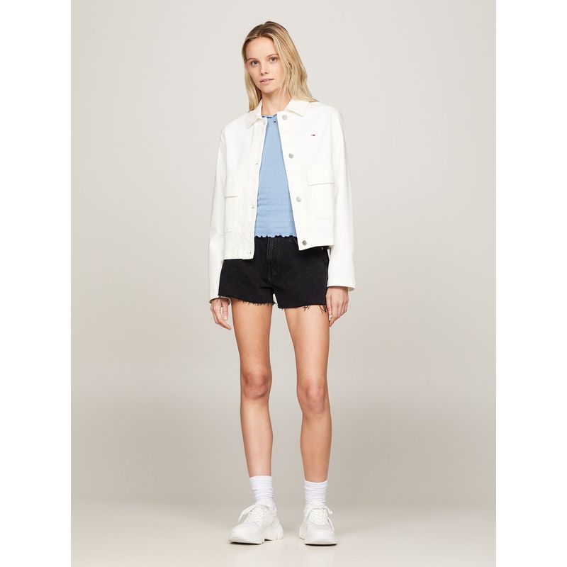 TOMMY HILFIGER - Short Denim Con Bajos Sin Rematar Negro Tommy Jeans