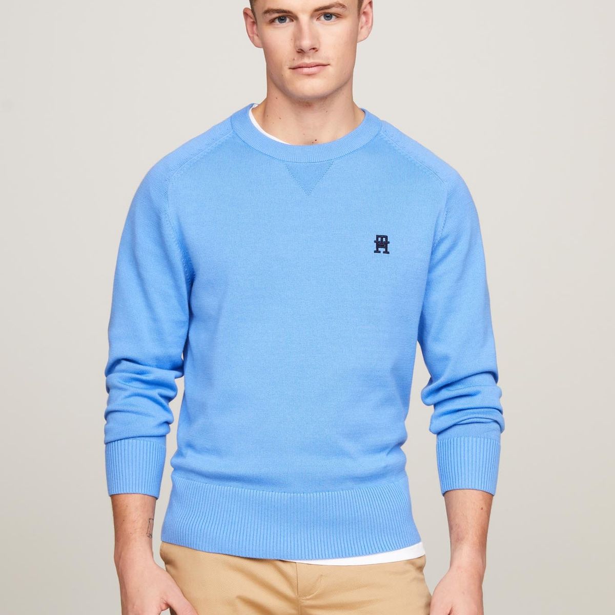 TOMMY HILFIGER - Sweater Relaxed Logo Monogram Celeste Tommy Hilfiger