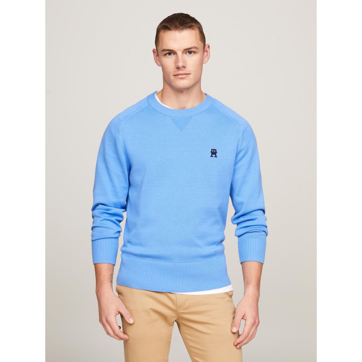 TOMMY HILFIGER - Sweater Relaxed Logo Monogram Celeste Tommy Hilfiger