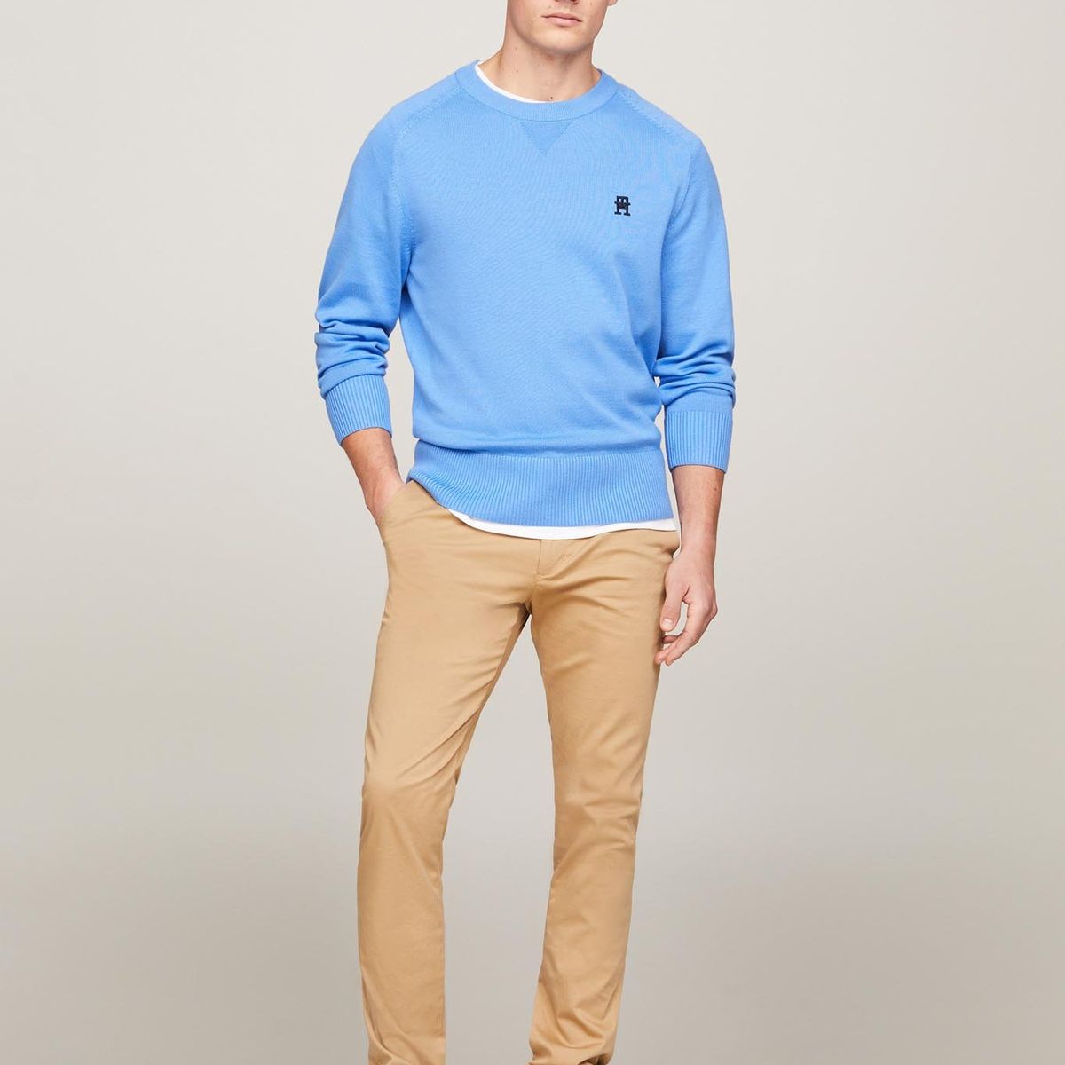 TOMMY HILFIGER - Sweater Relaxed Logo Monogram Celeste Tommy Hilfiger