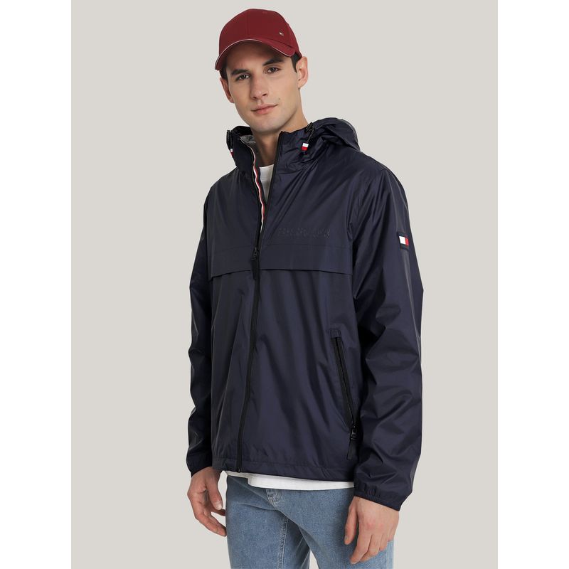 TOMMY HILFIGER - Cortaviento Active Con Gorro Azul Tommy Hilfiger
