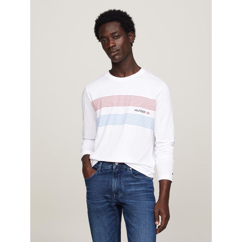 TOMMY HILFIGER - Polera Logo Chest 1985 Blanco Tommy Hilfiger