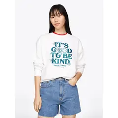 TOMMY HILFIGER - Polerón Relaxed Novelty Blanco Tommy Jeans.