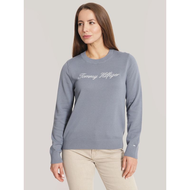 TOMMY HILFIGER - Sweater Solid Con Logo Gris Tommy Hilfiger.