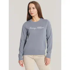 TOMMY HILFIGER - Sweater Solid Con Logo Gris