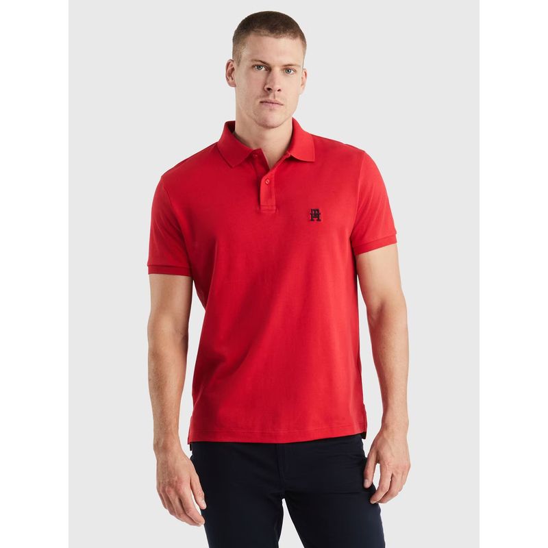 TOMMY HILFIGER - Polo Interlock Monogram Rojo Tommy Hilfiger