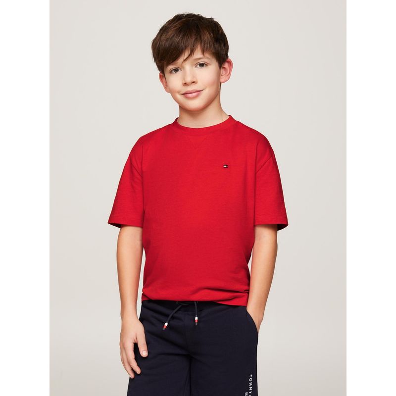 TOMMY HILFIGER - Polera Essential Con Logo Rojo Tommy Hilfiger