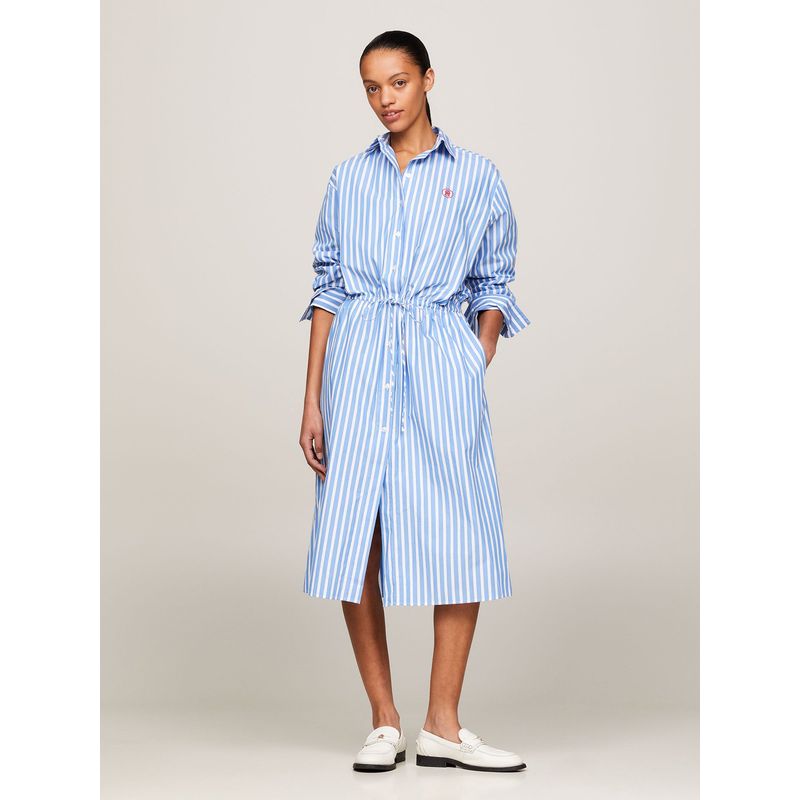 TOMMY HILFIGER - Vestido Camisero Monogram Celeste Tommy Hilfiger